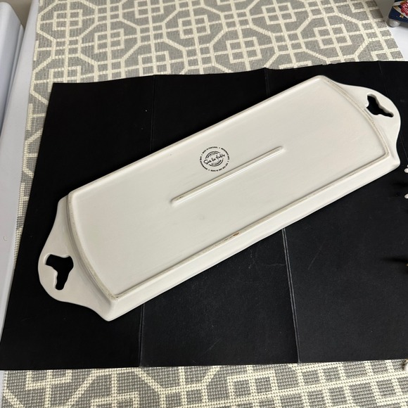 Sur la Table Appetizer Tray w/ Handles Portugal Stylized Foliage Folk Artsy - Picture 5 of 10